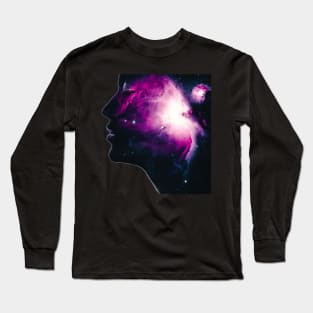 Beautiful milky way with female portrait Long Sleeve T-Shirt